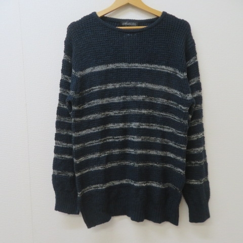 YB51★ROSE BUD ローズバッド COUPLES 綿混セーター　L　ネイビー　未使用　12/25★A