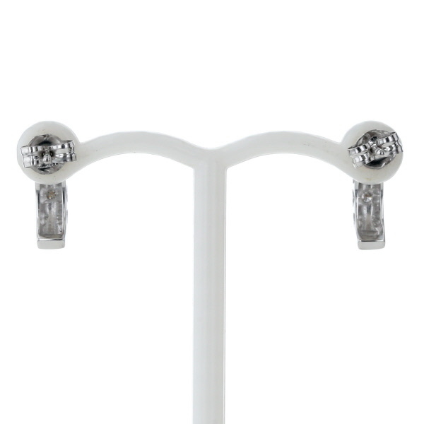 K18WG ホワイトゴールド ピアス ダイヤモンド 0.015ct/0.015ct ハーフフープ ハート カーブ 1?！拘缕肥松蠝g】【zz】【中古】