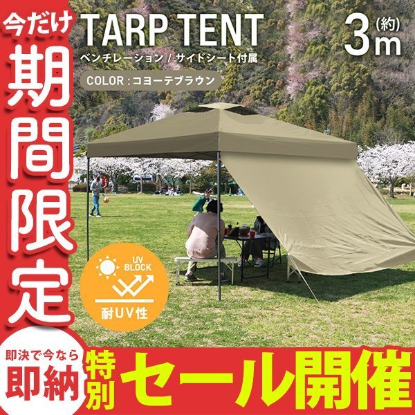 当店だけの限定モデル 数量限定セール】テント タープテント ワンタッチ 3m×3m サイド ~3人用