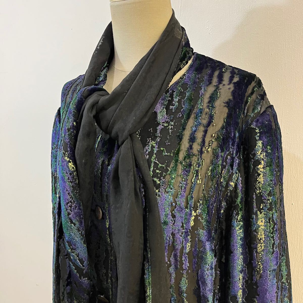 HARDY AMIES BOUTIQUE LONDON デザインジャケット ブラウス シースルー ボウタイ リボン ハーディエイミス【レターパックプラス郵送可】P_画像3