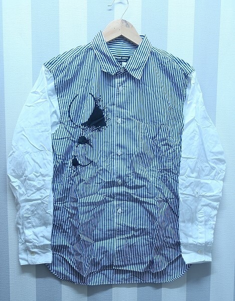 at2576/コムデギャルソンオムドゥ切替ストライプシャツ DL-B046 AD2013COMME des GARCONS HOMME DEUX 送料200円