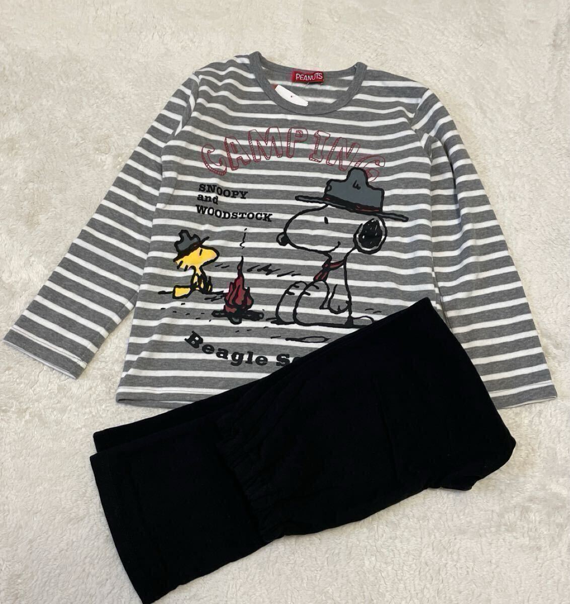 新品タグ付き★SNOOPYスヌーピー★裏起毛パジャマ★140★キッズ子供女の子小学生ちいかわリラックマキャラクター好きにも