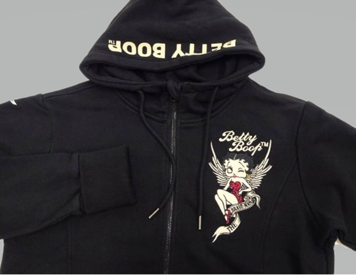 訳アリ新品(M)男女 定価18,480円【ブレイブマン×ベティ[エンジェルウィング ベティ] 里毛フルZIPパーカー[袖リブ指穴付き】2024モデル 590