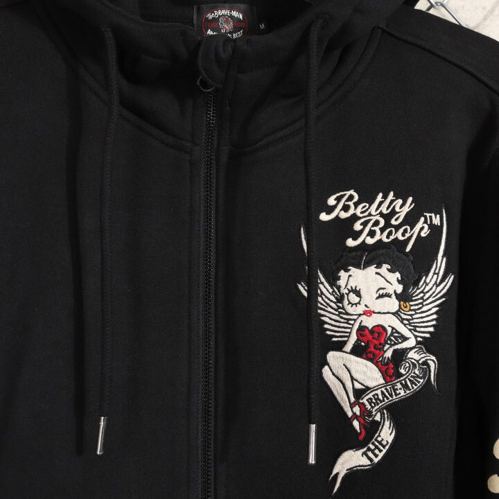 訳アリ新品(M)男女 定価18,480円【ブレイブマン×ベティ[エンジェルウィング ベティ] 里毛フルZIPパーカー[袖リブ指穴付き】2024モデル 590