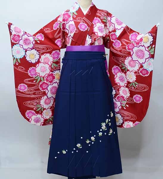  2 сяку рукав кимоно hakama полный комплект Junior для . исправление 135cm~150cm мелкий рисунок глубокий . цвет hakama модификация возможность церемония окончания новый товар ( АО ) дешево рисовое поле магазин NO41376-02