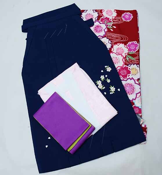  2 сяку рукав кимоно hakama полный комплект Junior для . исправление 135cm~150cm мелкий рисунок глубокий . цвет hakama модификация возможность церемония окончания новый товар ( АО ) дешево рисовое поле магазин NO41376-02