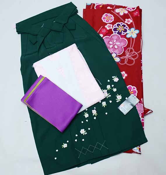  2 сяку рукав кимоно hakama полный комплект Junior для . исправление 135cm~150cm мелкий рисунок глубокий . цвет hakama модификация возможность церемония окончания новый товар ( АО ) дешево рисовое поле магазин NO41375-02