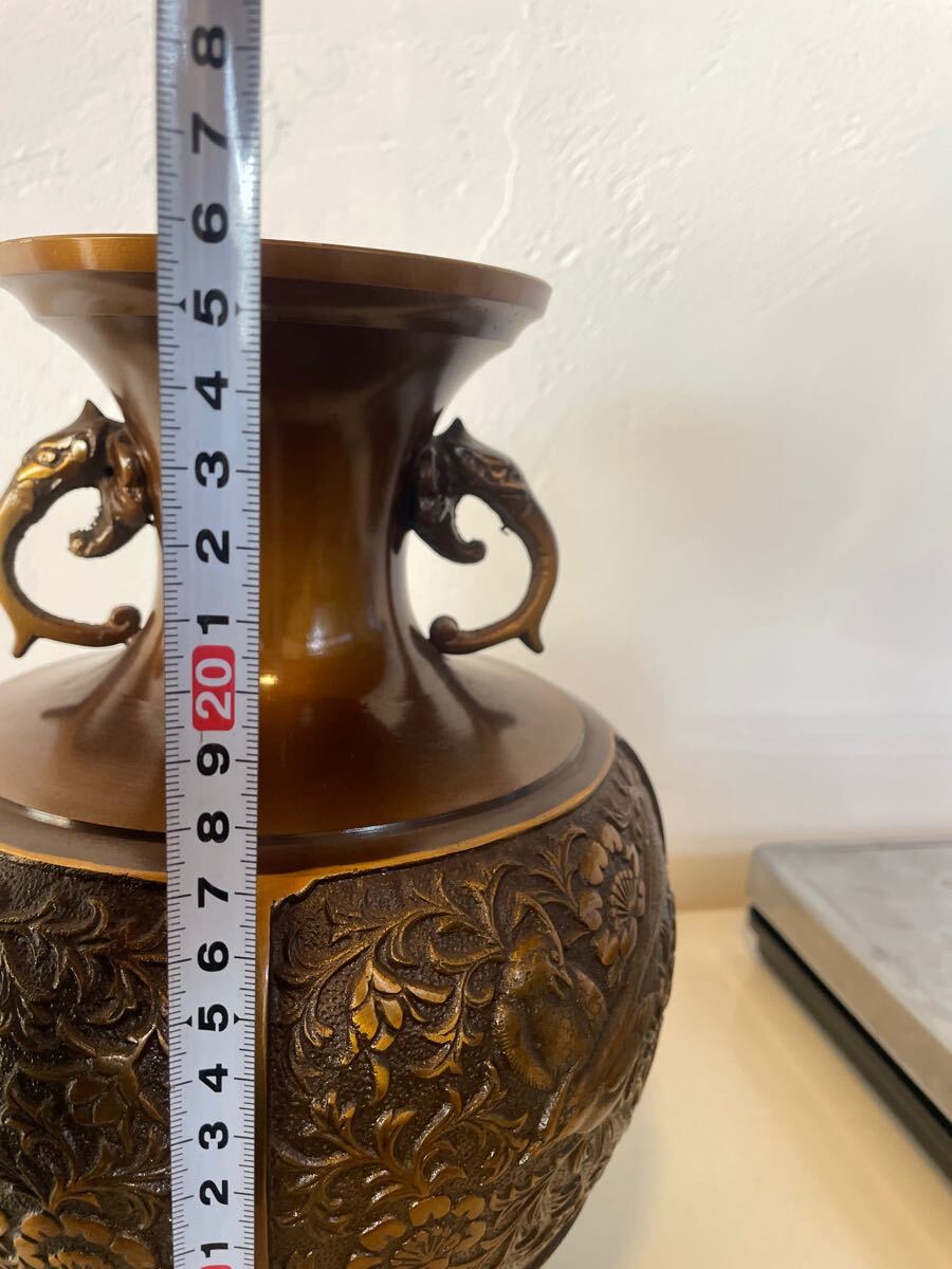【残りわずか】 花入 花器 花瓶 龍仙作 花瓶 鋳銅 壺 金属 インテリア 置物 銅製 工芸品