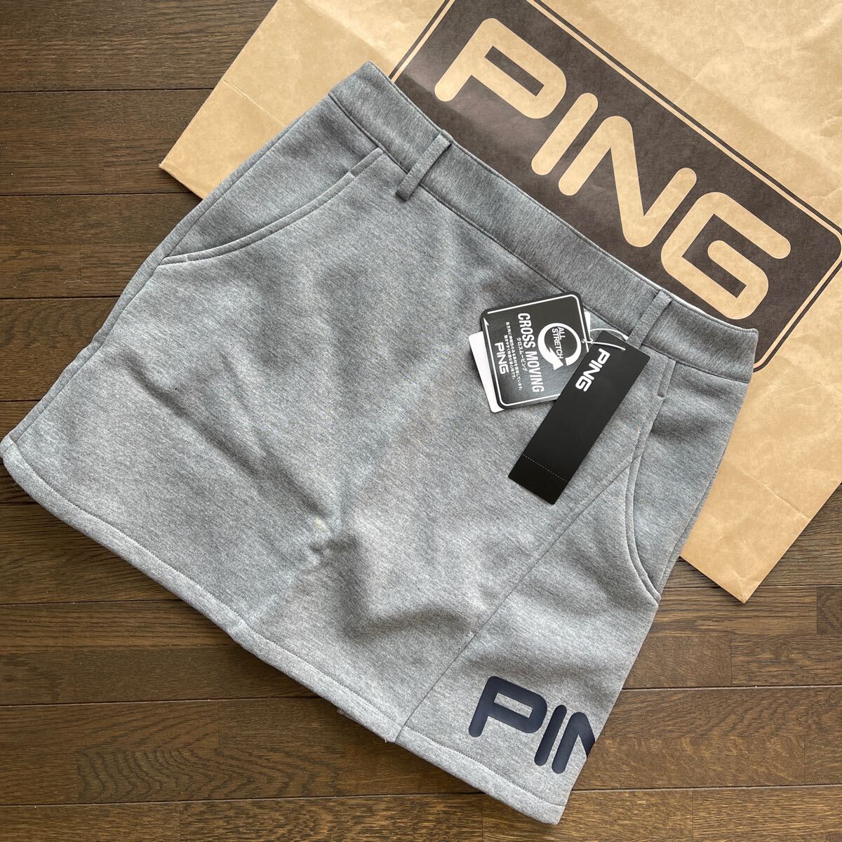送料無料PING GOLFピンゴルフ裏ボア起毛BIG PINGボンディングスカート二層構造蓄熱保温性CROSSMOVING全方向伸縮STRETCH杢Gray(大特価)新品