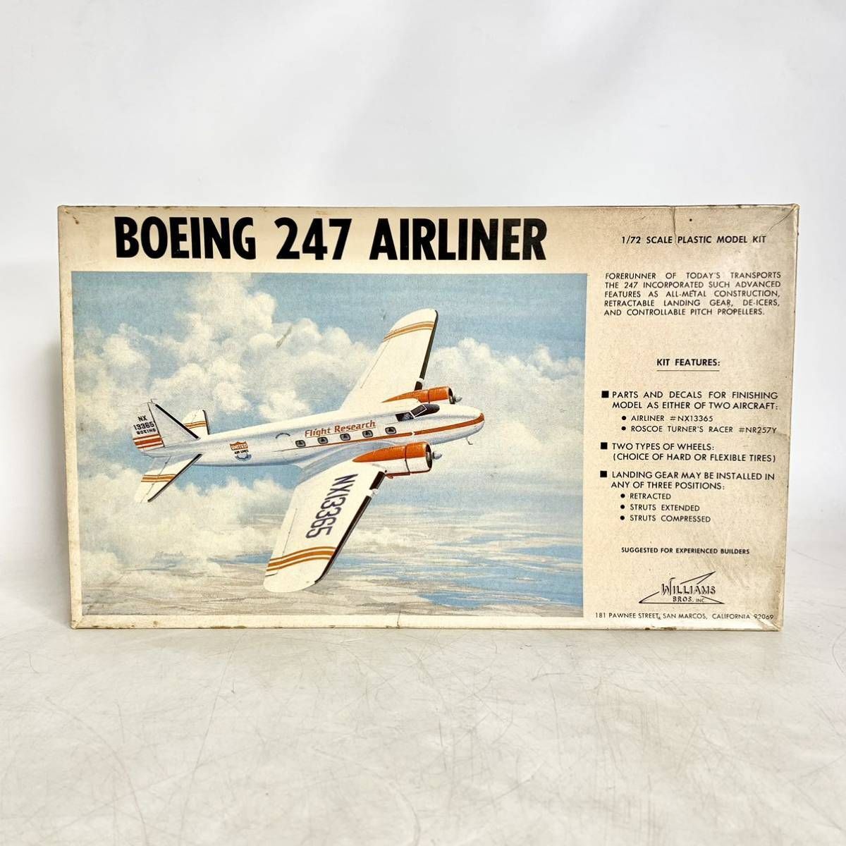 未組立 WILLIAMS BROS. 1/72 ボーイング BOEING 247 AIRLINER 旅客機 プラモデル ウィリアムス・ブラザーズ 72-247