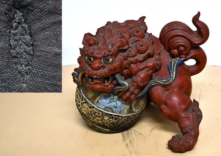 獅子 シーサー 狛犬 香炉 置物 陶器 骨董 魔除け 唐獅子 アンティーク 大きめ】獅子 狛犬 シーサー 置物 陶器 骨董品(獅子と狛犬 陶