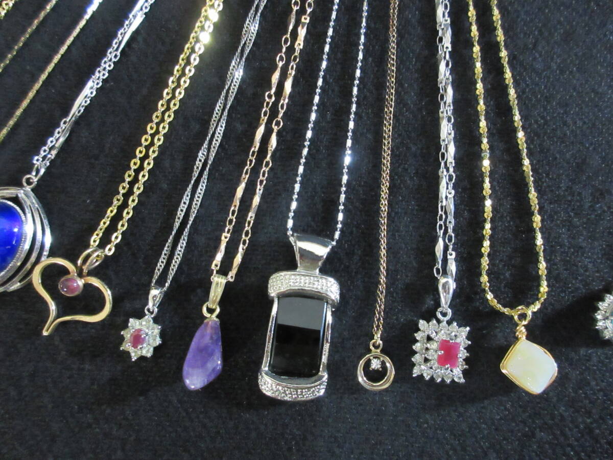 *100 jpy ~[ large amount ] top natural stone / color stone / the 7 treasures ./ rhinestone using Gold * silver color design various necklace 20 point set *K-71