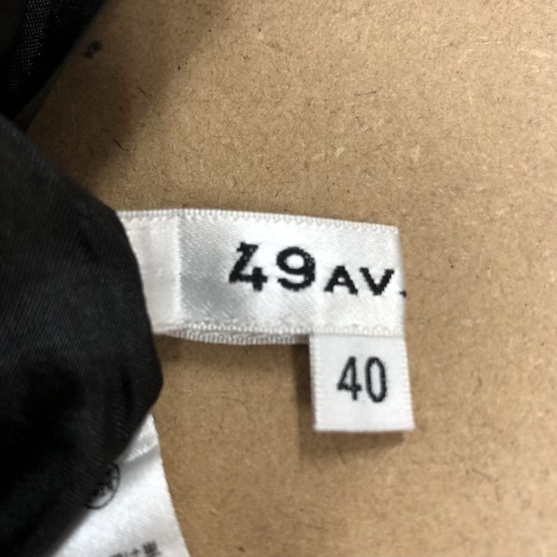 フォーティーナインアベニュージュンコシマダ 49AV.junko shimada スカート 花刺繍 ビーズ 綿 麻 里地あり 黒 40サイズ 923102