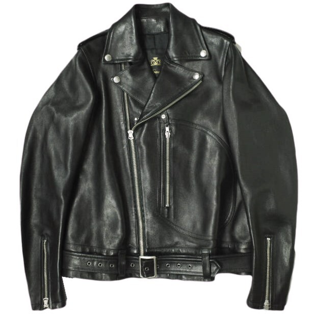 Drawer ドゥロワー 日本制 ラムレザー ダブルライダースジャケット 6522-299-0447 38 BLACK 革ジャン 定価27萬 アウター g20129