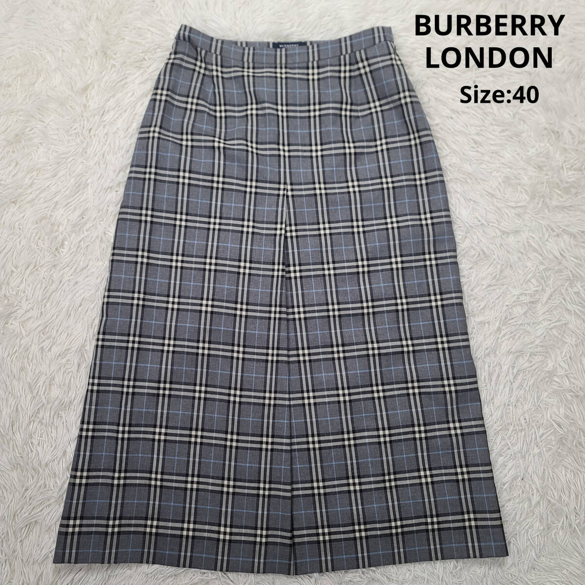 BURBERRY LONDON バーバリーロンドン スカート サイズ:40 ロング ノバチェック ウール 毛100% グレー
