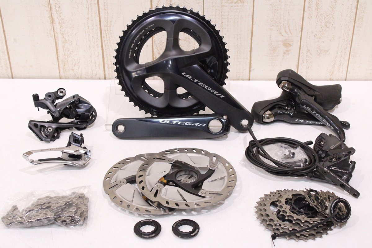 ★SHIMANO シマノ R8020シリーズ ULTEGRA 2x11s 油圧ディスクブレーキ グループセット 170mm 52/36T 美品