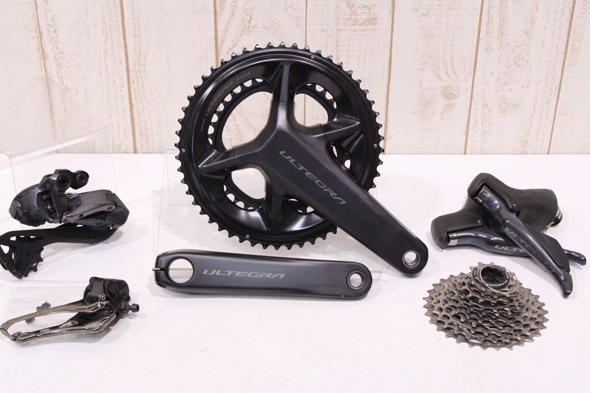 最新情報 グループセット 油圧ディスクブレーキ 電動Di2 2x12s ULTEGRA R8150シリーズ シマノ ★SHIMANO 172.5mm 美品 52/36T パーツセット