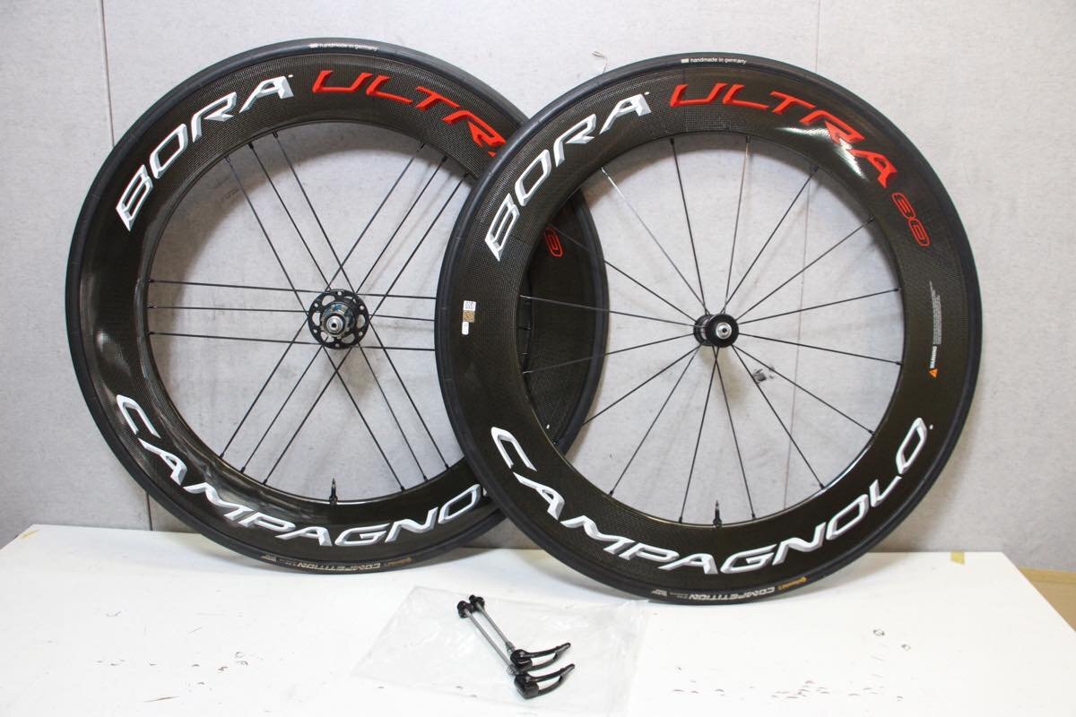 希少!○Campagnolo カンパニョーロ BORA ULTRA 80 RIM カンパフリー 12s対応 チューブラー ブライトラベル カーボンホイールセット 美品