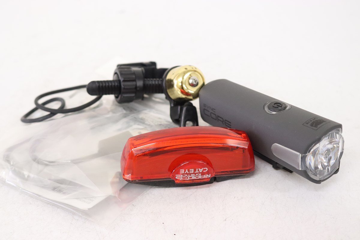 ●CATEYE キャットアイ SYNC CORE／RAPID X2 KINETIC USB充電式 前後ライトセット 美品