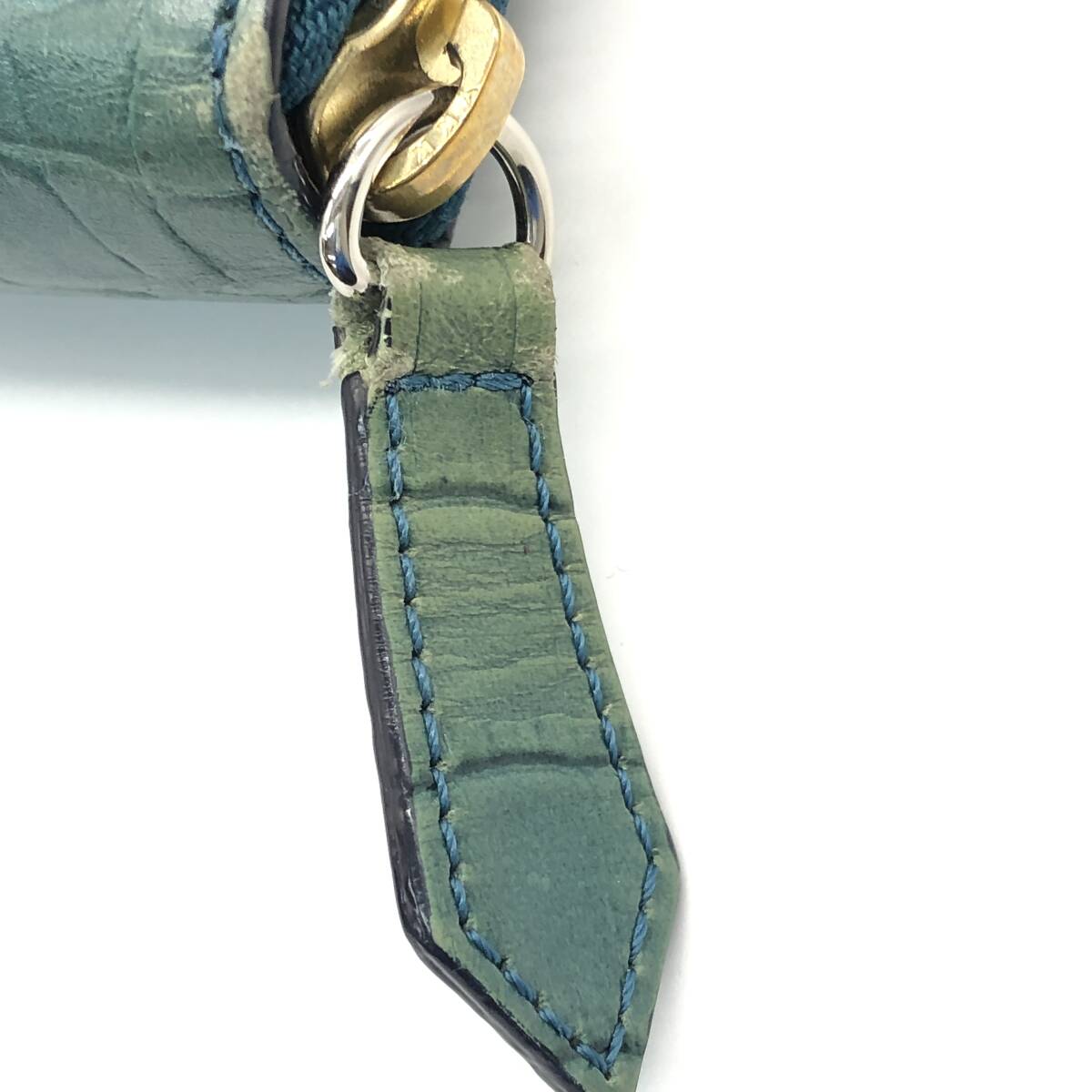 【保管品】ANTEPRIMA アンテプリマ 長(zhǎng)財(cái)布 ロングウォレット クロコ 型押し ラウンドファスナー グリーン / io-2830-sw