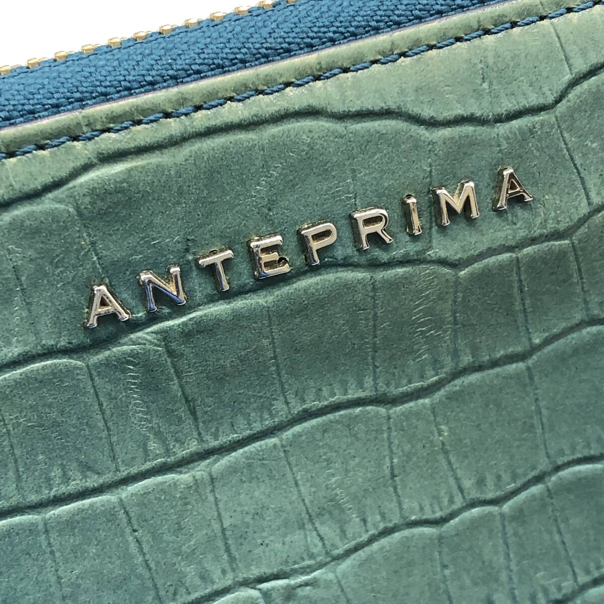 【保管品】ANTEPRIMA アンテプリマ 長(zhǎng)財(cái)布 ロングウォレット クロコ 型押し ラウンドファスナー グリーン / io-2830-sw