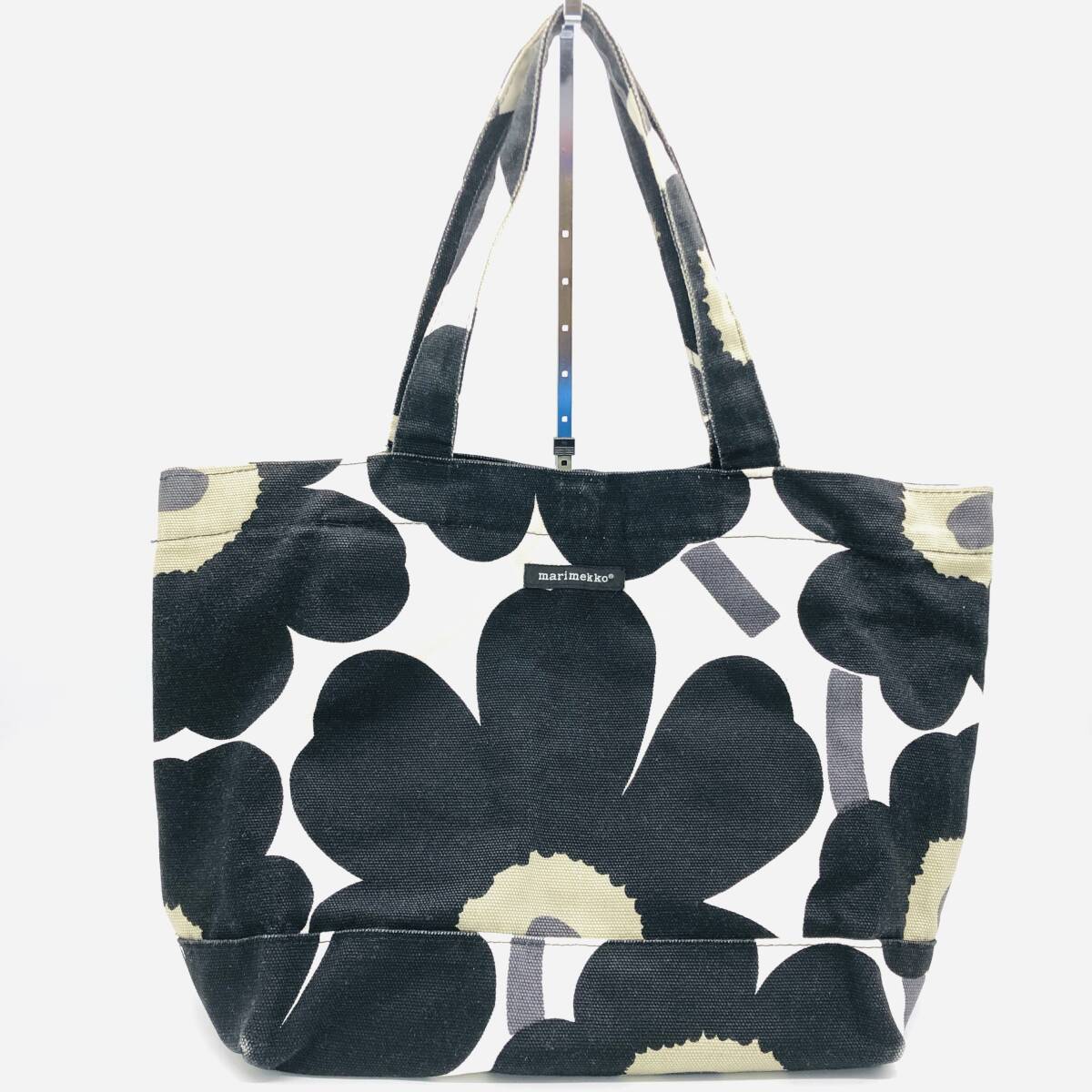 【保管品】marimekko マリメッコ トートバッグ ハンドバッグ 花 ピエニ ウニッコ ブラック ホワイト / io-2982-sw