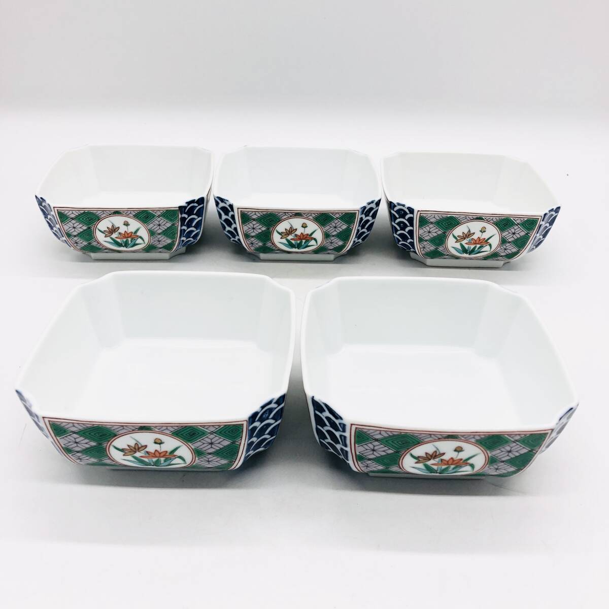 [ не использовался товар ] Arita . Kiyoshi превосходящий произведение маленькая миска угол . горшок горшок маленькая тарелка палочки для еды класть тарелка глубокий тарелка 5 листов 5 покупатель цветок керамика керамика / io-3238-sw