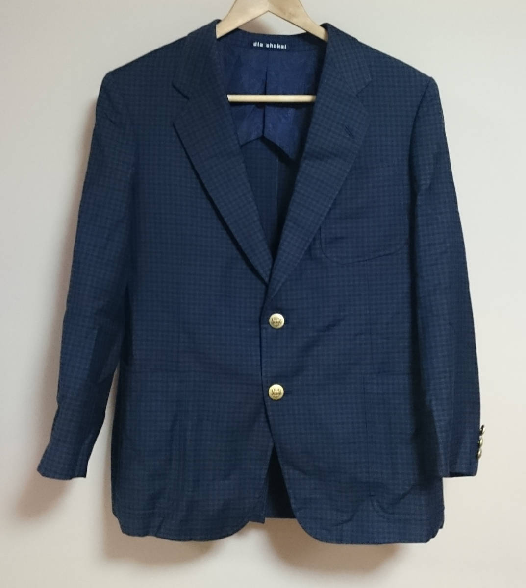 [DIA custom tailor]２ボタン シングル ジャケット/着丈:71cm/イタリア製/mario valentino/美品/チェック柄/トップス/古着