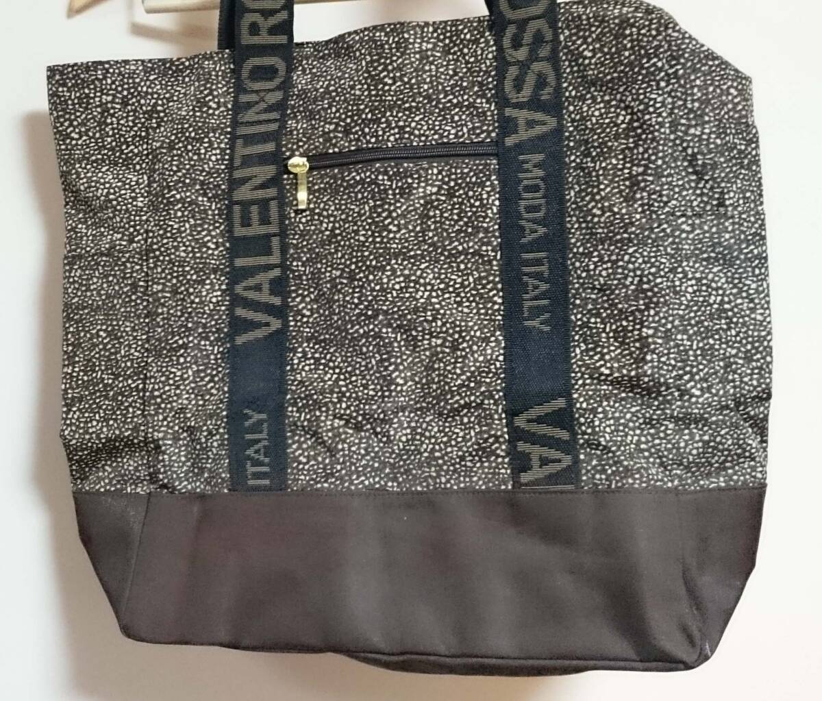[VALENTINO ROSSA MODA ITALY]トート バッグ/37cm×45cm×12cm/ブラウン×ブラック/美品/USED品