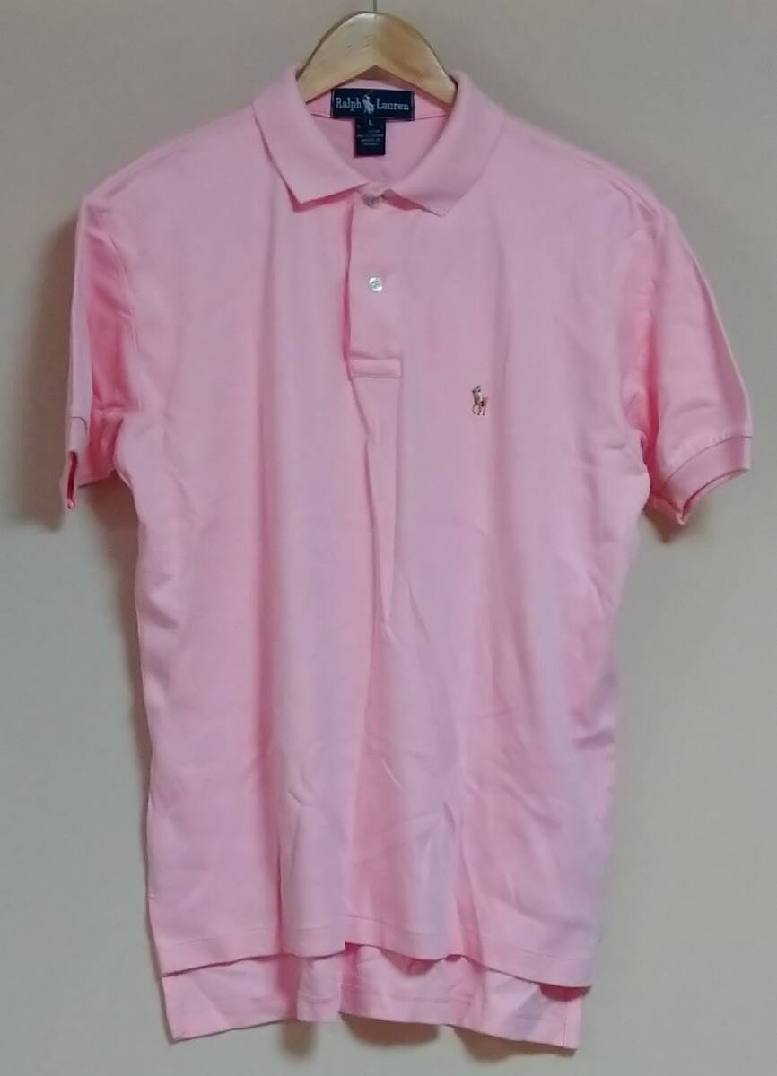 Ralph Lauren [ラルフローレン]半袖　コットン ポロシャツ/Ｌサイズ/ピンク/綿100%/トップス/古着_画像1