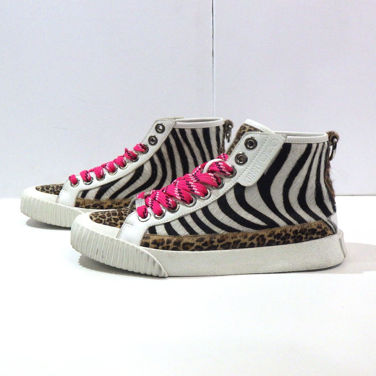 C470T 美品 JIMMY CHOO IMPALA HI/I ZOO ハラコ 切り替え 