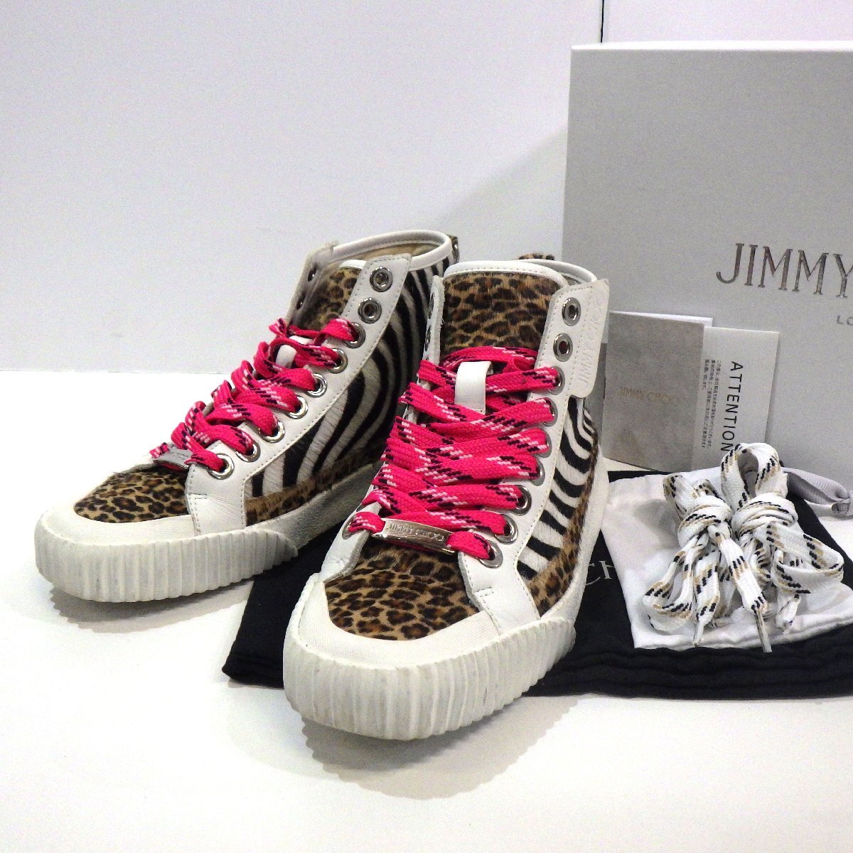 C470T 美品 JIMMY CHOO IMPALA HI/I ZOO ハラコ 切り替え 