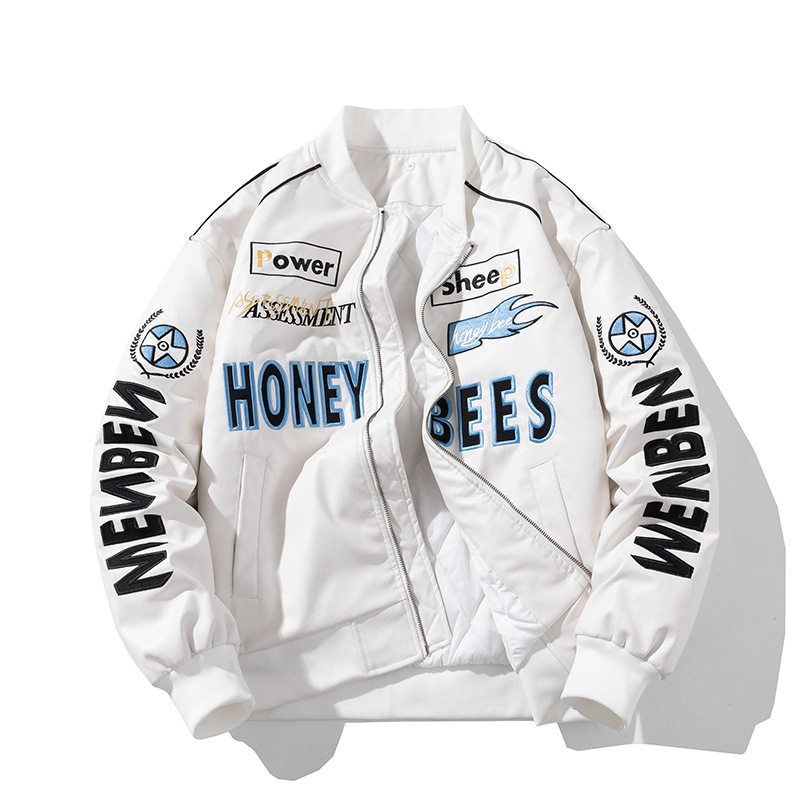 人気品メンズ フライトジャケットPU レザー 中綿MA-1 ライダースジャケット綿服秋冬ブルゾン アウター バイクジャケット 革ジャン白M~3XL