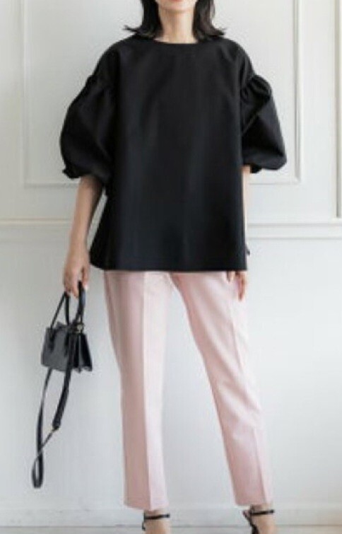 コカ coca 袖バルーンAラインブラウス 黒色 Lサイズ