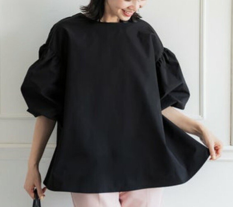 コカ coca 袖バルーンAラインブラウス 黒色 Lサイズ
