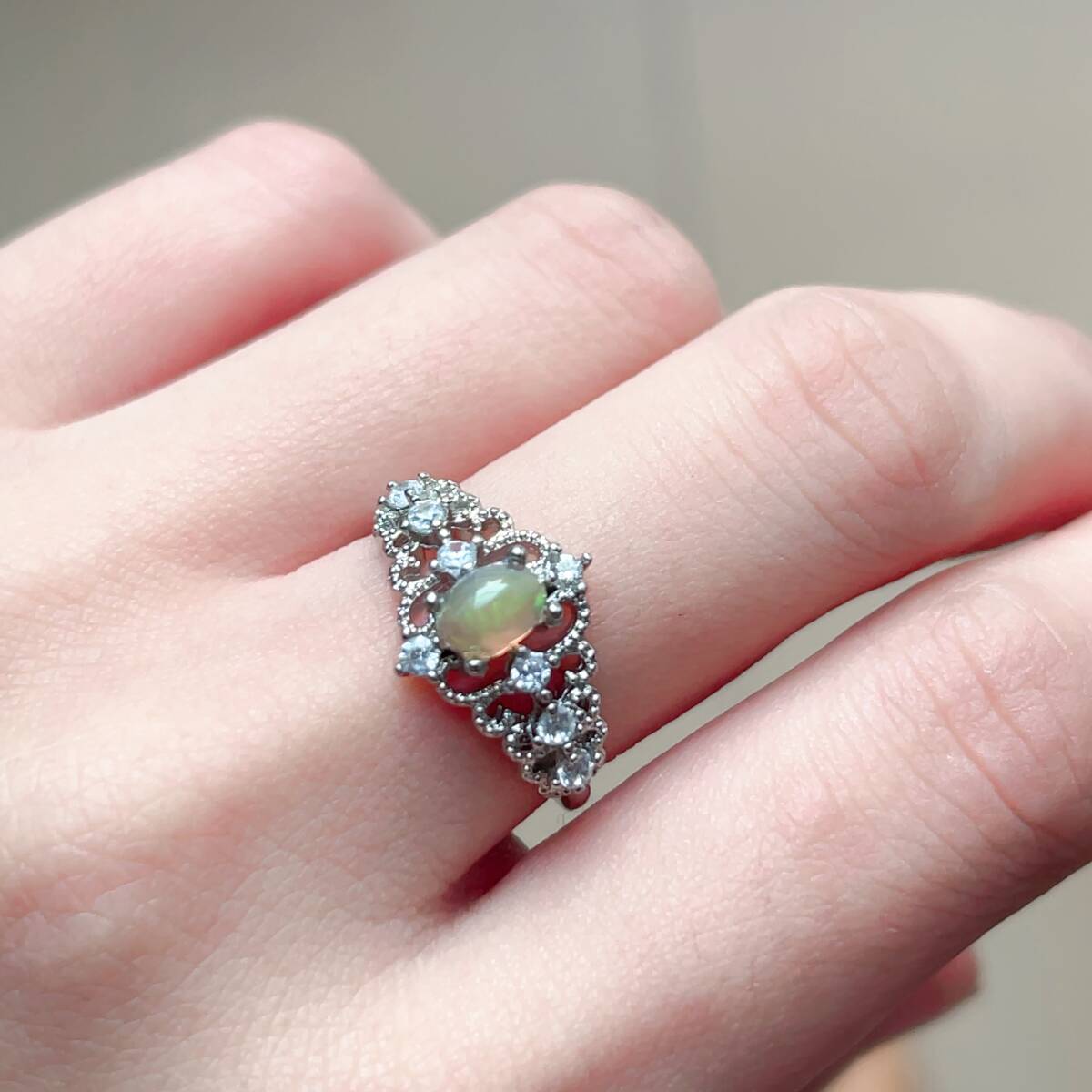 ?オパール（Opal）?フリーサイズ?リング?指輪?パワーストーン?天然石?巾著袋付き?プレゼントにもR201252