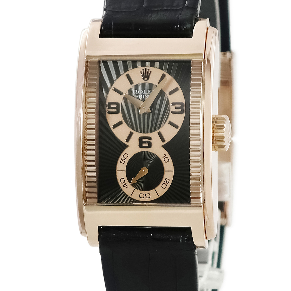 【3年保証】 ロレックス チェリーニ プリンス 5442/5 OH済 D番 K18RG無垢 復(fù)刻モデル ブラックサンビーム 手巻き メンズ 腕時計