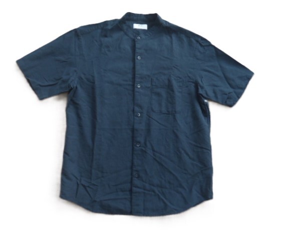 ■UNIQLO(ユニクロ)■コットンリネンスタンドカラーシャツ(メンズ)　サイスM■