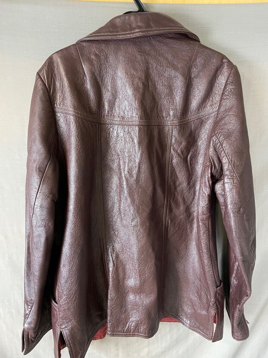 NS48】 レザージャケット New England 本革 レザー ブラウン ジャケット made in USA アメリカ　ビンテージ　