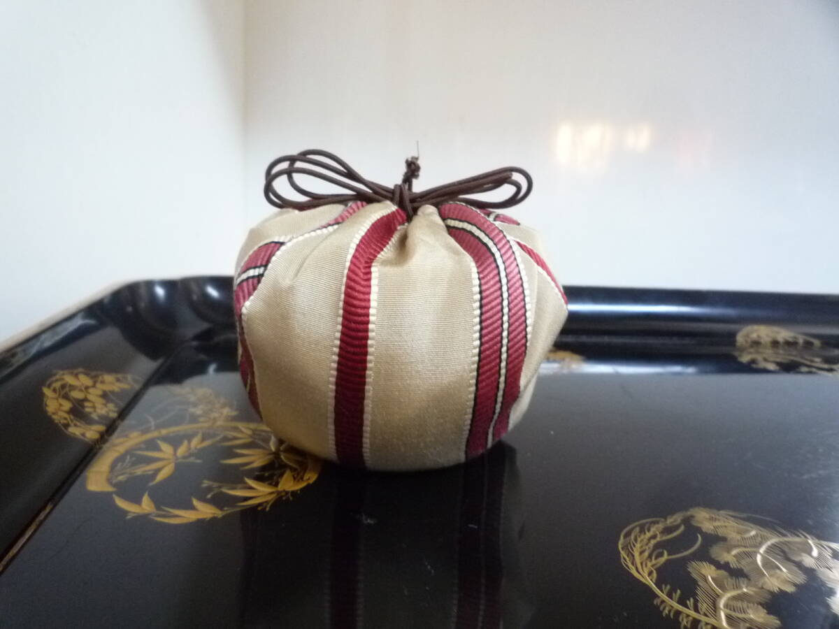 仕覆（しふく）・縞文緞子・・24cm・・御物袋