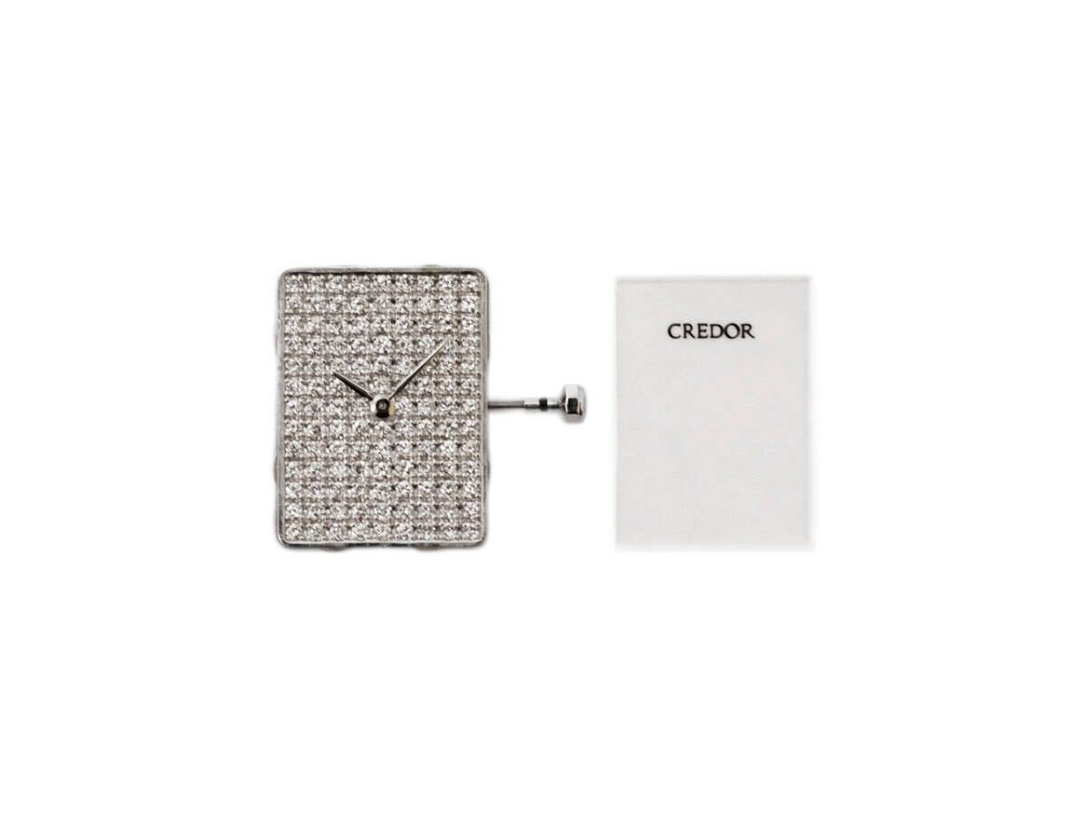 SEIKO クレドール ムーブメント QZ フルパヴェダイヤ文字盤 ダイヤ竜頭 Cal.5A70A 可動品 ガラス付_画像2