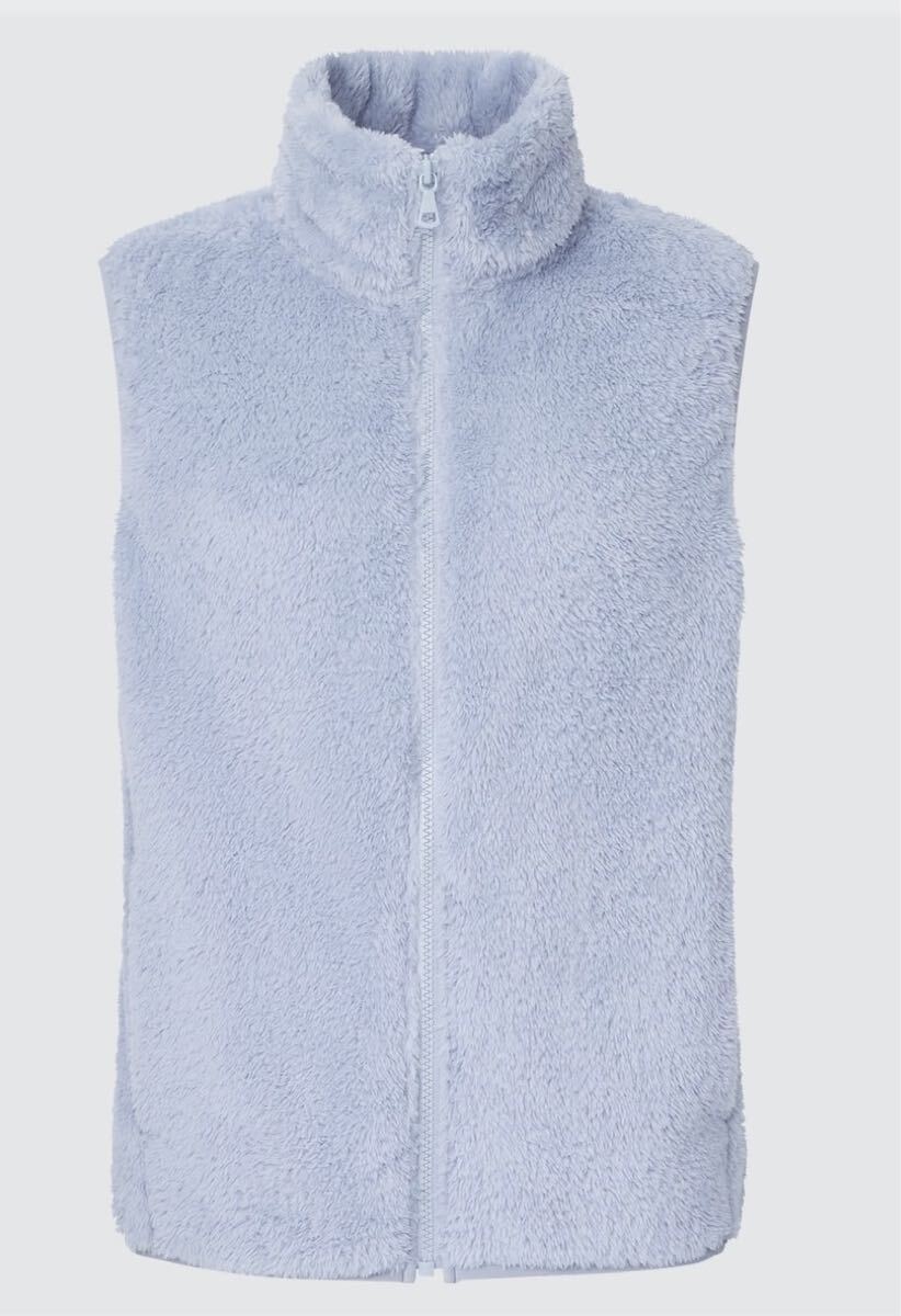 ユニクロ　ファーリーフリース　ベスト　XXL ライトブルー　フリース　ブルー系　UNIQLO フルジップ
