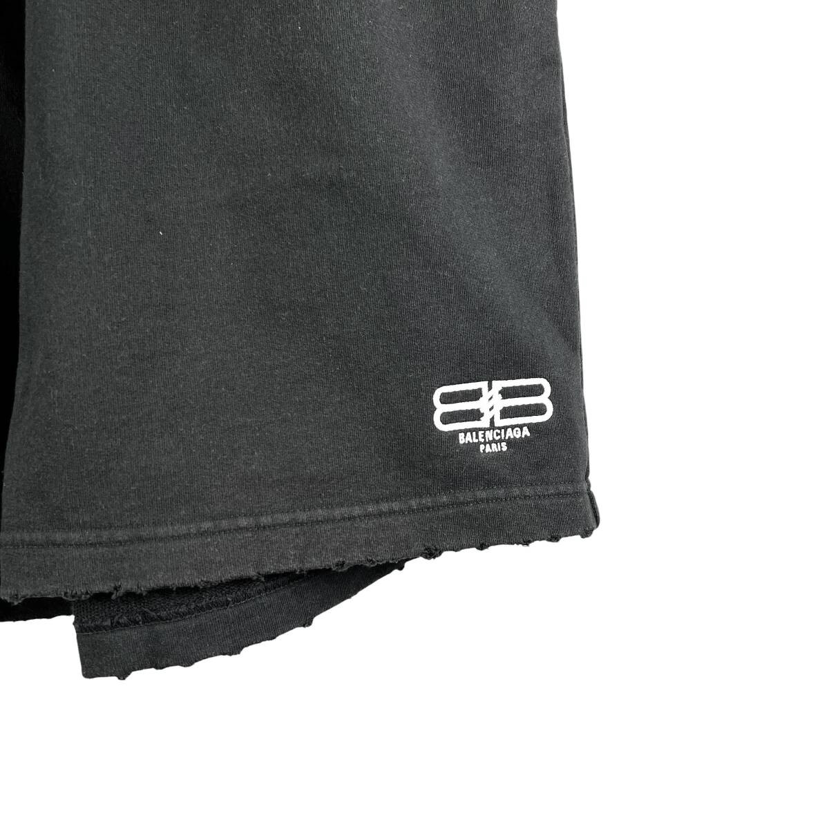 Balenciaga(バレンシアガ) Logo Damaged Short Pants (black)