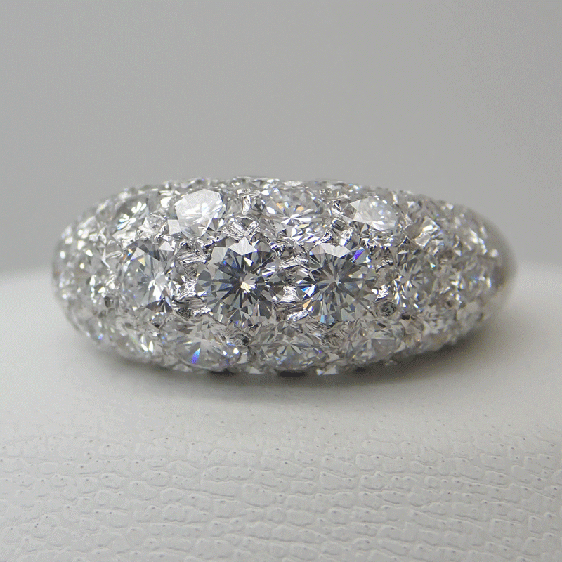 VCA ヴァンクリーフ＆アーペル 【VanCleef & Arpels】PT950 プラチナ ブール パヴェダイヤ リング #55 メーカー磨き済