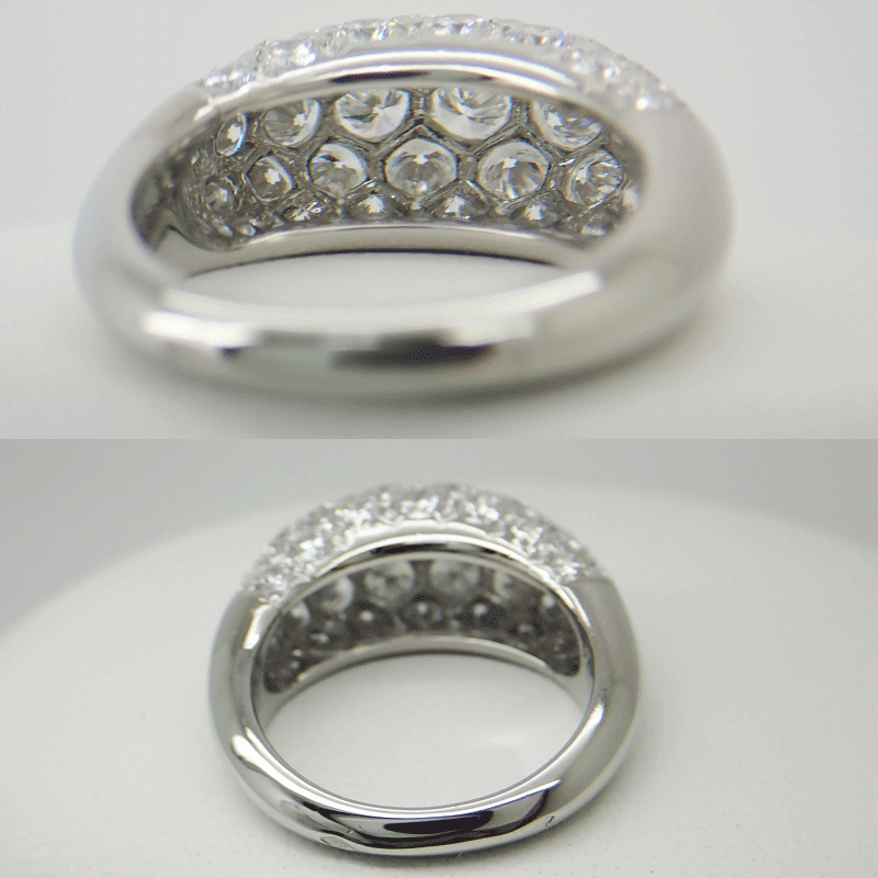 VCA ヴァンクリーフ＆アーペル 【VanCleef & Arpels】PT950 プラチナ ブール パヴェダイヤ リング #55 メーカー磨き済