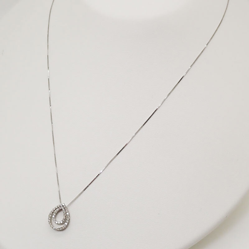 美品】 K18 WG ホワイトゴールド ダイヤモンド ネックレス MD0 美品】 K18 WG ホワイトゴールド ダイヤモンド ネックレス MD0