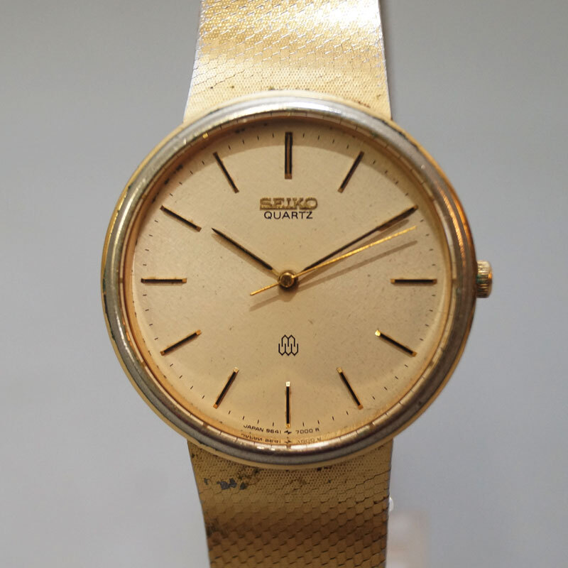 yf15-SEIKO セイコー 腕時計 9641-7000 ブラック文字盤 2針 クオーツ メンズ