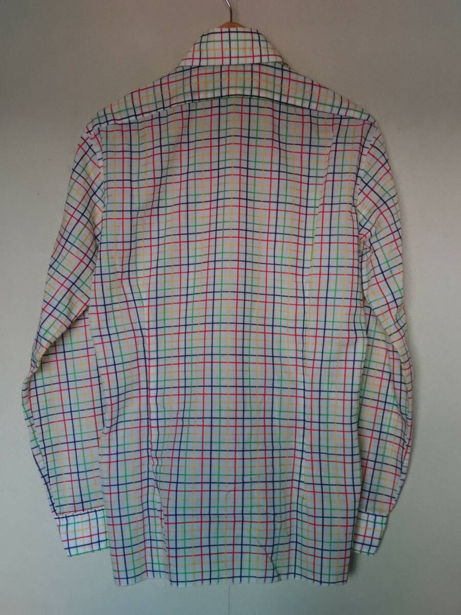 70s ビンテージ ドイツ製 AMANN チェックシャツ (スキンヘッド skins skinhead suedehead モッズ mods サイケ ヒッピー 60s)_画像2