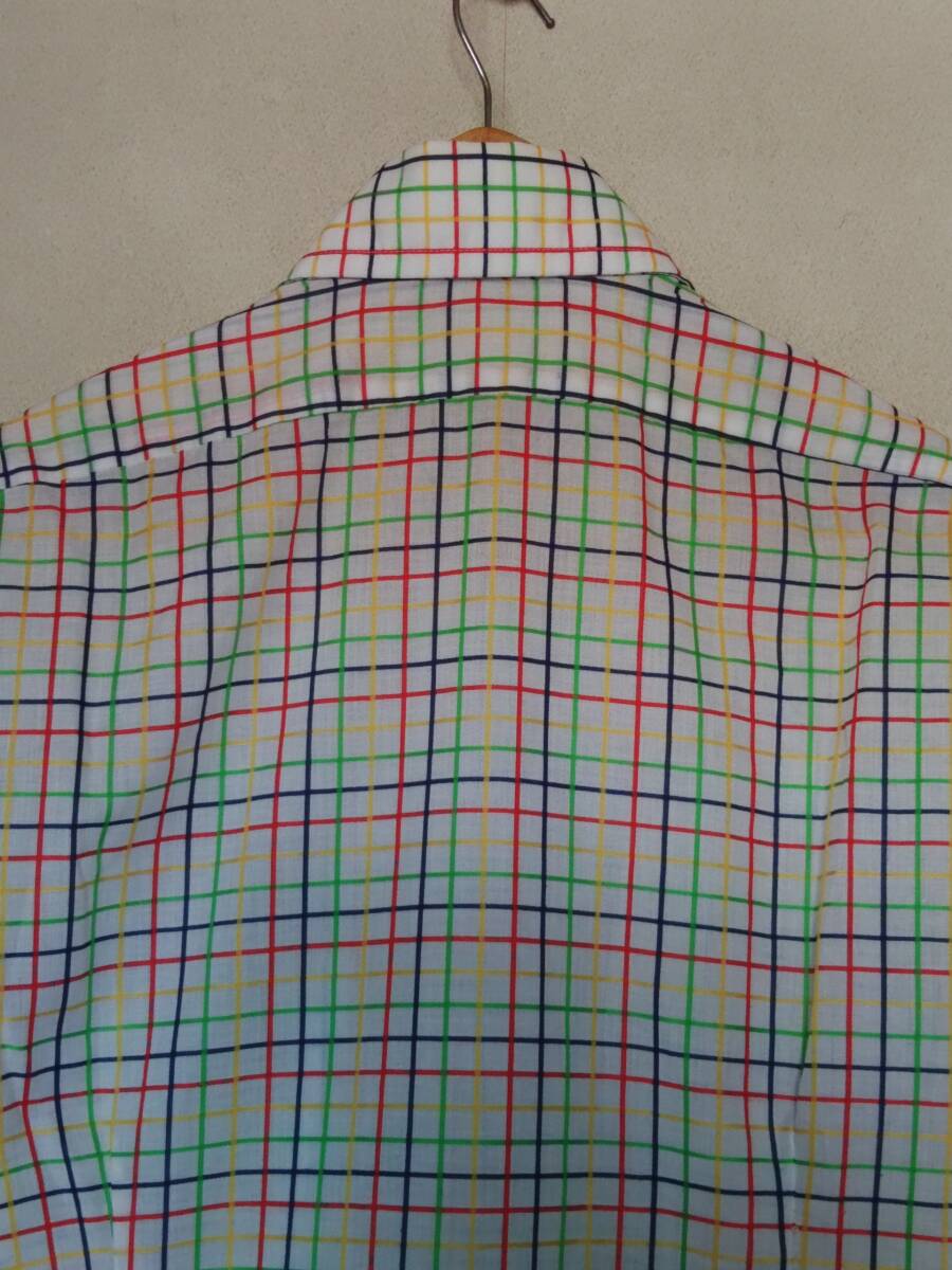 70s ビンテージ ドイツ製 AMANN チェックシャツ (スキンヘッド skins skinhead suedehead モッズ mods サイケ ヒッピー 60s)_画像5