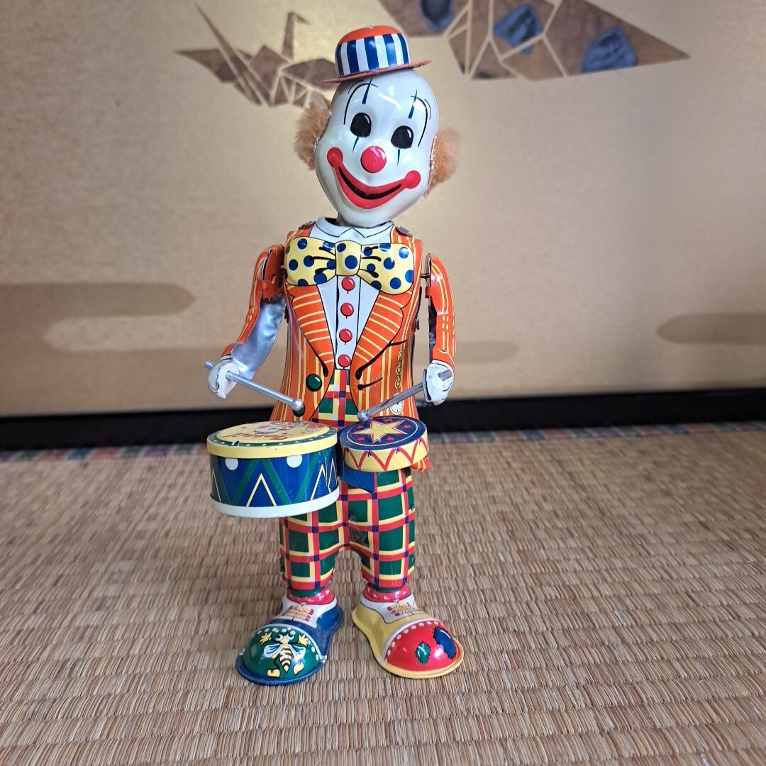 昭和レトロ　ブリキ　ピエロの太鼓　稼働品